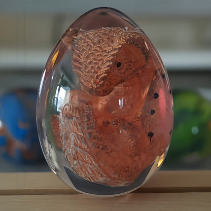 Dragon Egg Statue Crystal Transparent Resin Dinosaur Egg Figurine Handcrafted Collectible for Fantasy Lovers Home Decor Shelf Display