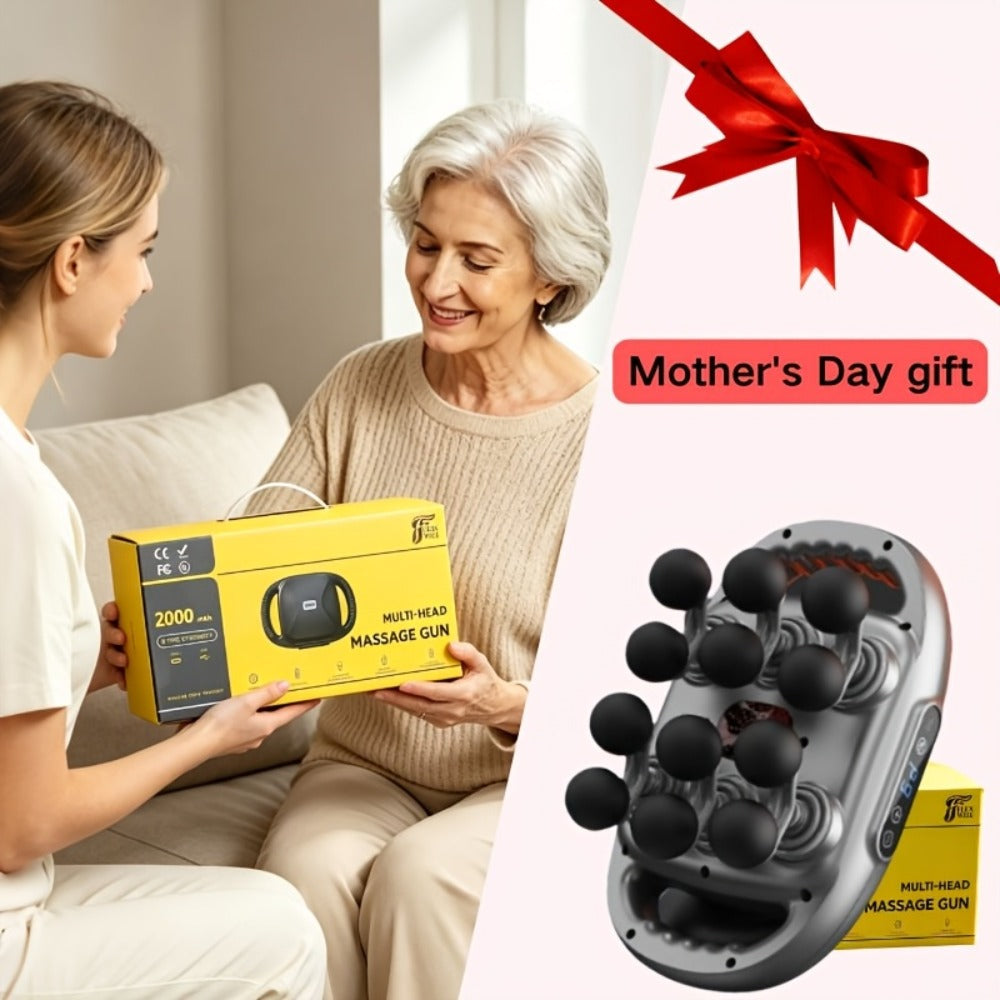 Massage Gun 12 Heads Deep Tissue Percussion Massager Set for Back Neck Shoulders Legs Foot Pain Quiet Handheld Electric Body Massager