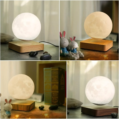 Levitating Moon Lamp Magnetic Floating Spinning Luna Night Light 3 Color Modes LED Moon Light for Entryways, Bedrooms and Living Spaces