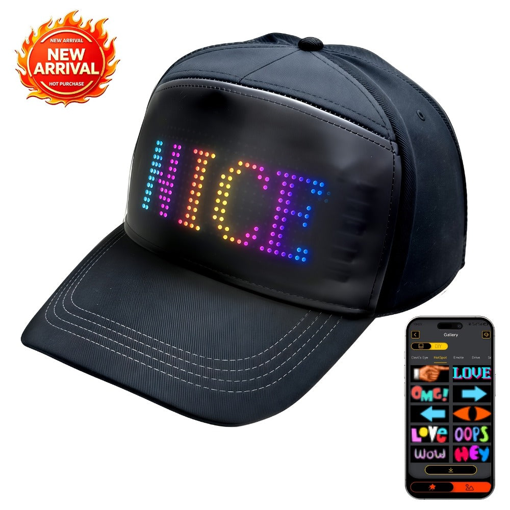 LED Party Hat App Controlled Programmable Light Up Hat, Custom Text Music Images for Rave Club Dance Halloween 4th of July Festival