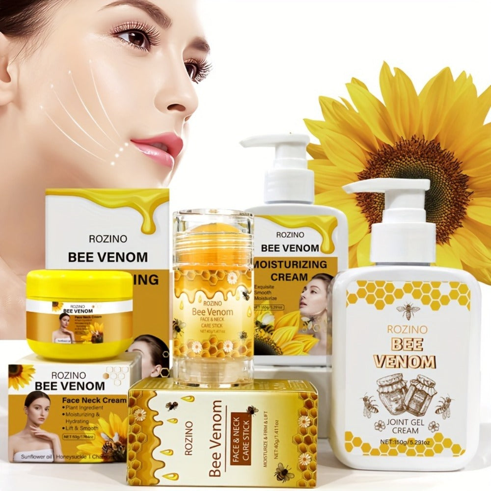 4-Piece ROZINO Bee-Themed Skincare Gift Set with Face and Body Containers in 40g, 50g and 150g Sizes