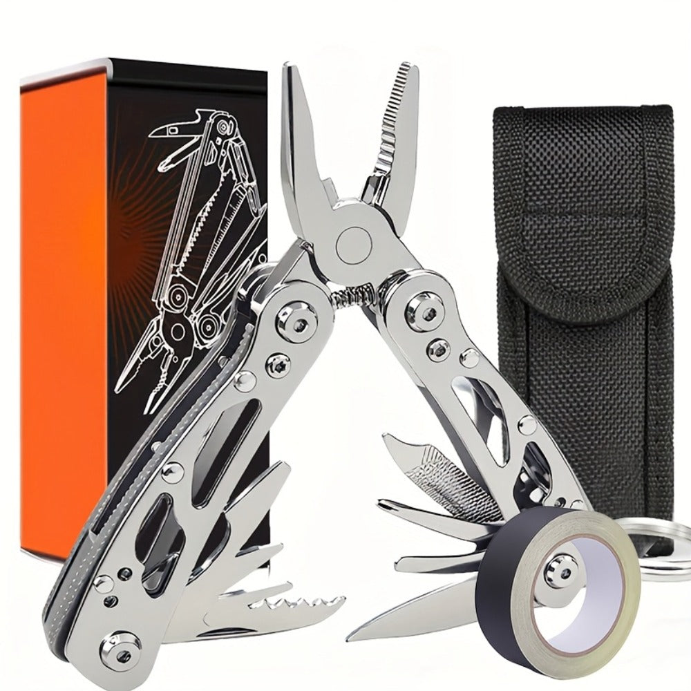 Multitool Pliers Folding Pocket, Carbon Steel Multi-Function Pliers with Wire Cutter Screwdriver & Anti-Slip Handle