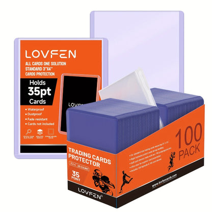Card Top Loaders and Sleeves 200ct – 100 Hard Plastic 3x4 Top Loaders + 100 Soft Penny Sleeves for Baseball Football Pokemon MTG Sports