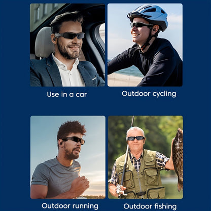 Open Ear Bluetooth Audio Glasses with Built-In Earbuds, Wireless Smart Sunglasses for Music & Hands-Free Calls