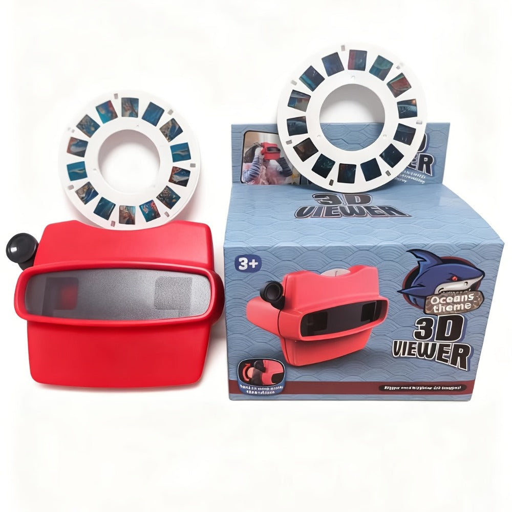 3D Slide Viewer Toy for Kids Ages 3+, Screen-Free Sideshow Projector with Space Ocean Animals Dinosaurs Slides