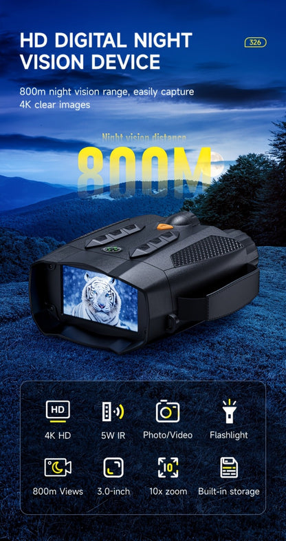 Night Vision Goggles with Built-In 3W IR Illuminator, 200MP HD, 10X Digital Zoom, 5W IR Light, Battery