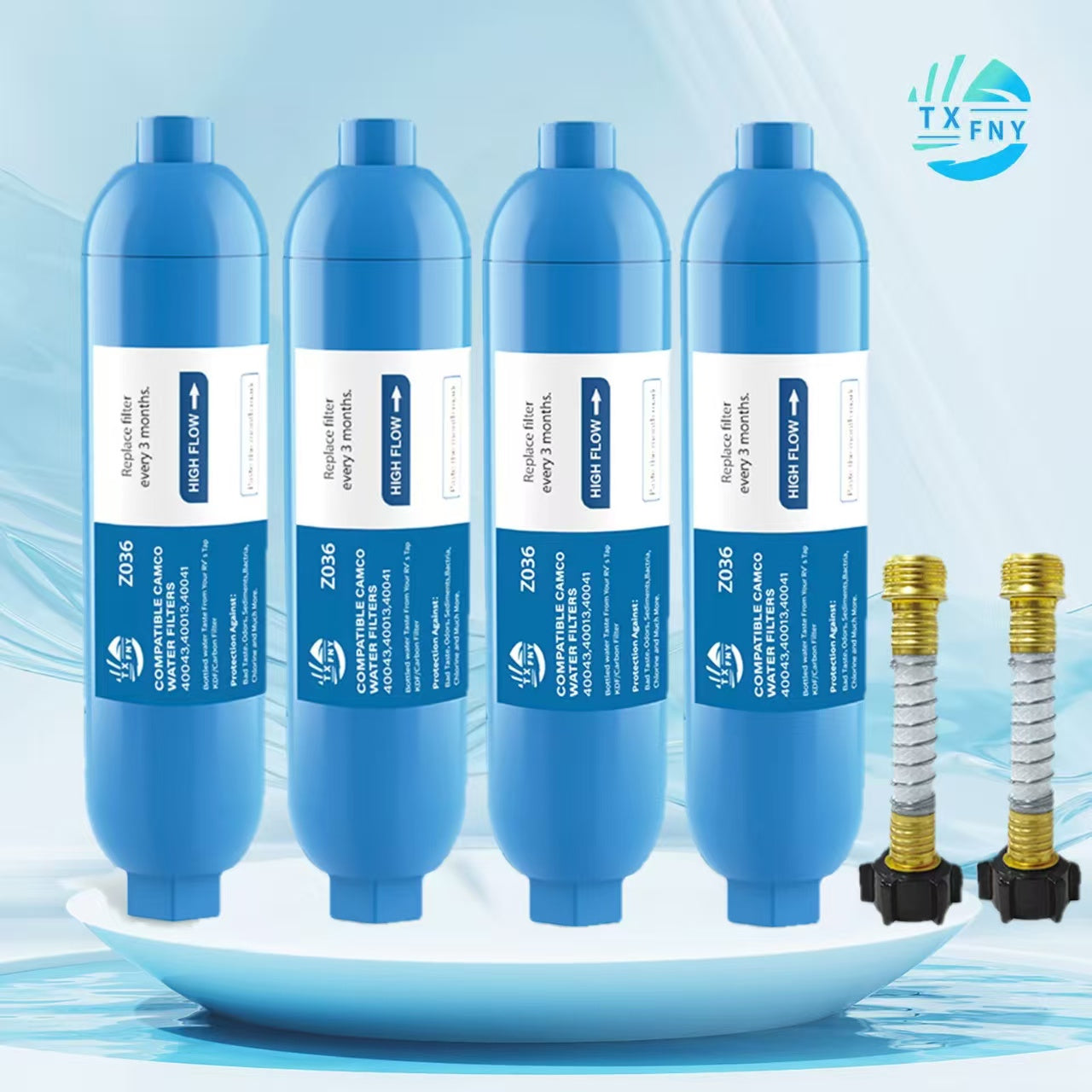 RV Water Filter with Flexible Hose Protector – Inline Hose Filter, Reduces Chlorine, Odors & Sediment, BPA-Free, for RV, Camper, Boat