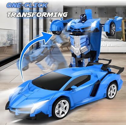Transforming RC Robot Car for Kids 2.4GHz, One-Button Deformation Stunt Car 360 Drift LED Lights