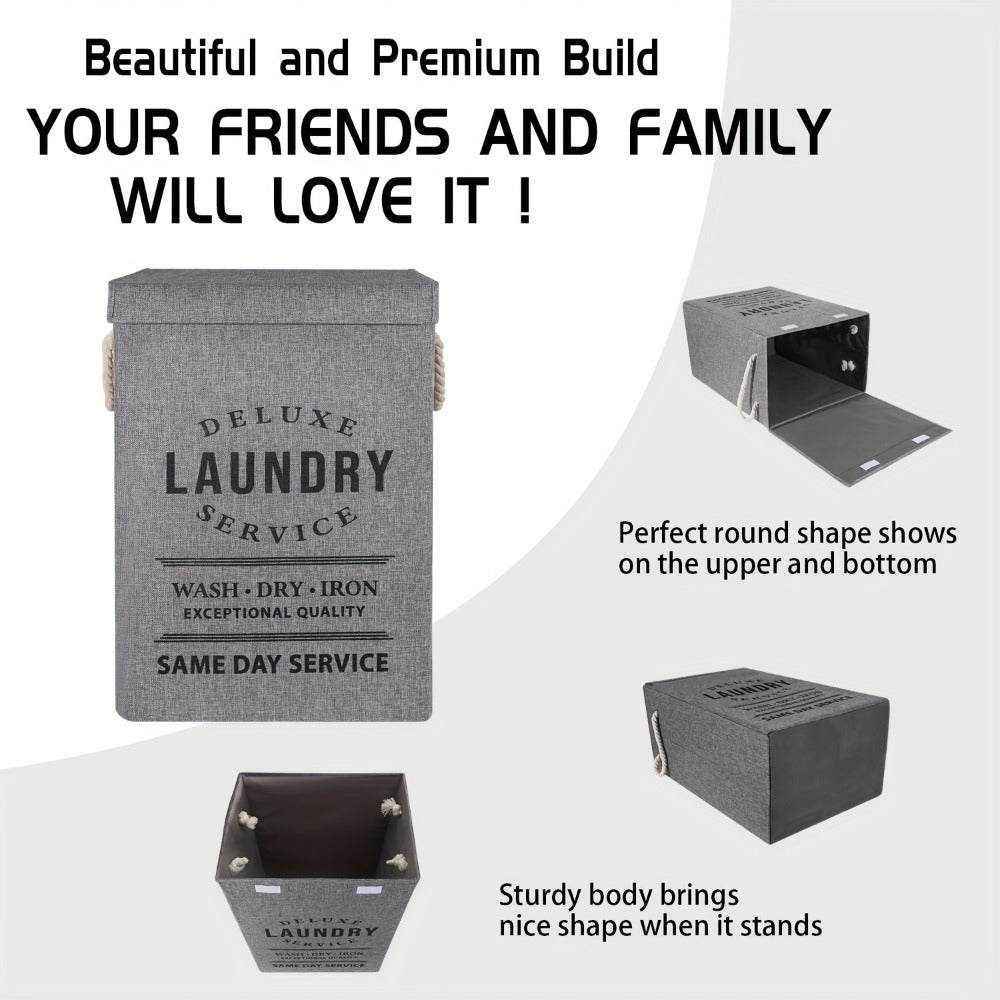 Collapsible Laundry Hamper with Lid – 22.45 Gallon Large Foldable Laundry Basket Bin for Clothes, Bedroom Organizer & Toy Storage – Black