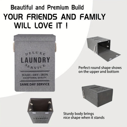 Collapsible Laundry Hamper with Lid – 22.45 Gallon Large Foldable Laundry Basket Bin for Clothes, Bedroom Organizer & Toy Storage – Black