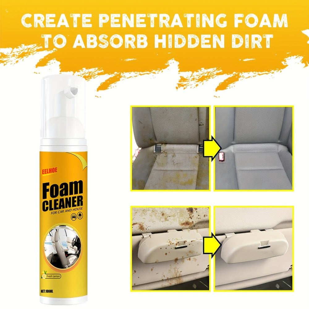 Car Interior Foam Cleaner Spray Kit 6.76oz | Multi-Surface Auto Detailing Cleaner for Dashboard Steering Wheel Seat Plastic Panel |