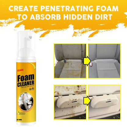 Car Interior Foam Cleaner Spray Kit 6.76oz | Multi-Surface Auto Detailing Cleaner for Dashboard Steering Wheel Seat Plastic Panel |
