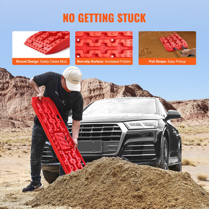 Traction Boards 2-Pack – 10-Ton Off-Road Vehicle Recovery Boards for Mud, Sand & Snow, High-Strength PP with Pull Straps & Storage Bag