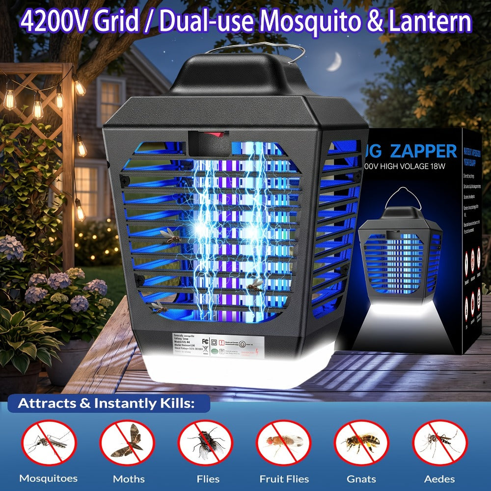 IPX4 Bug Zapper Plug-In, Electric Flying Insect Trap with LED Light & ABS Housing, Indoor Mosquito Zapper for Home