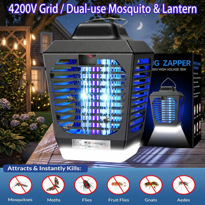 IPX4 Bug Zapper Plug-In, Electric Flying Insect Trap with LED Light & ABS Housing, Indoor Mosquito Zapper for Home