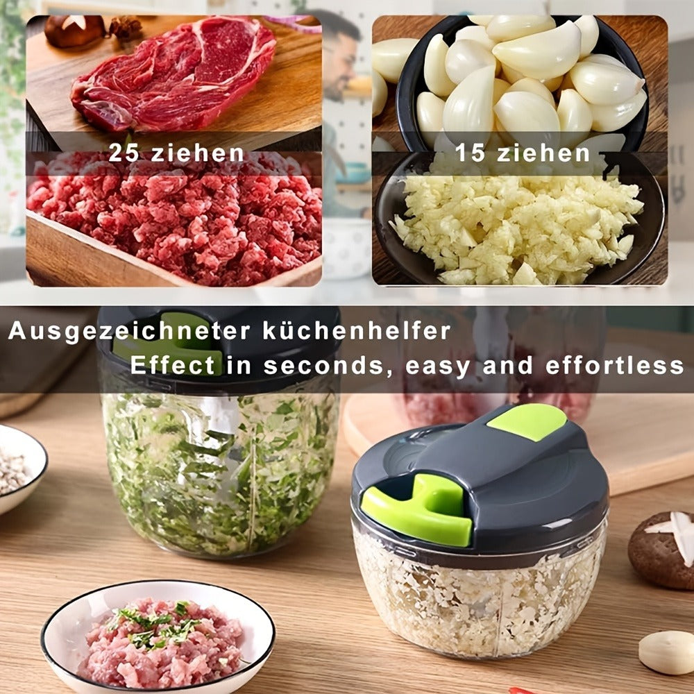 Vegetable Chopper with 3/5 Blades, Multifunctional Onion Chopper, Food Dicer & Salad Cutter with Container