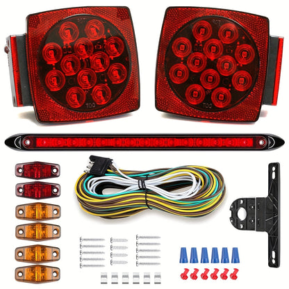 12V LED Trailer Tail Lights Kit – Stop, Turn Signal, Brake & License Plate Light for Trailers Under 80" – Boat, RV, Camper, Truck