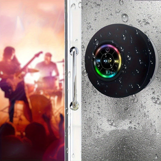 Bathroom Shower Speaker with LED Light, Wireless Bluetooth Speaker, USB Rechargeable 400mAh Battery