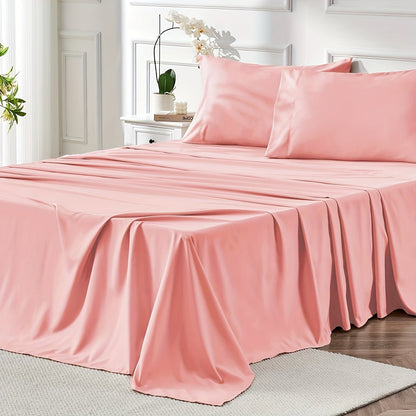 Bed Sheet Set Microfiber with Size-Dependent 3- or 4-Piece Contents, Four Bed Sizes and Eleven Colors