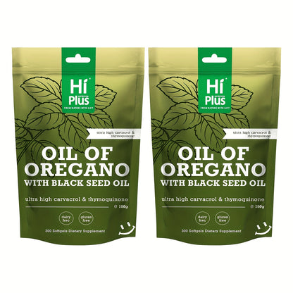 Oregano Oil Black Seed Oil Softgels 2-in-1 Immune Support, 4x Strength Carvacrol 200mg Thymoquinone