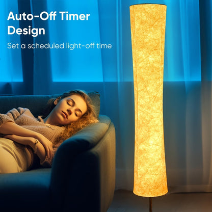 RGB Smart Floor Lamp 16 Million Colors, Music Sync, App & Remote Control, Scene Modes, White Fabric Shade Standing Lamp for Living Room