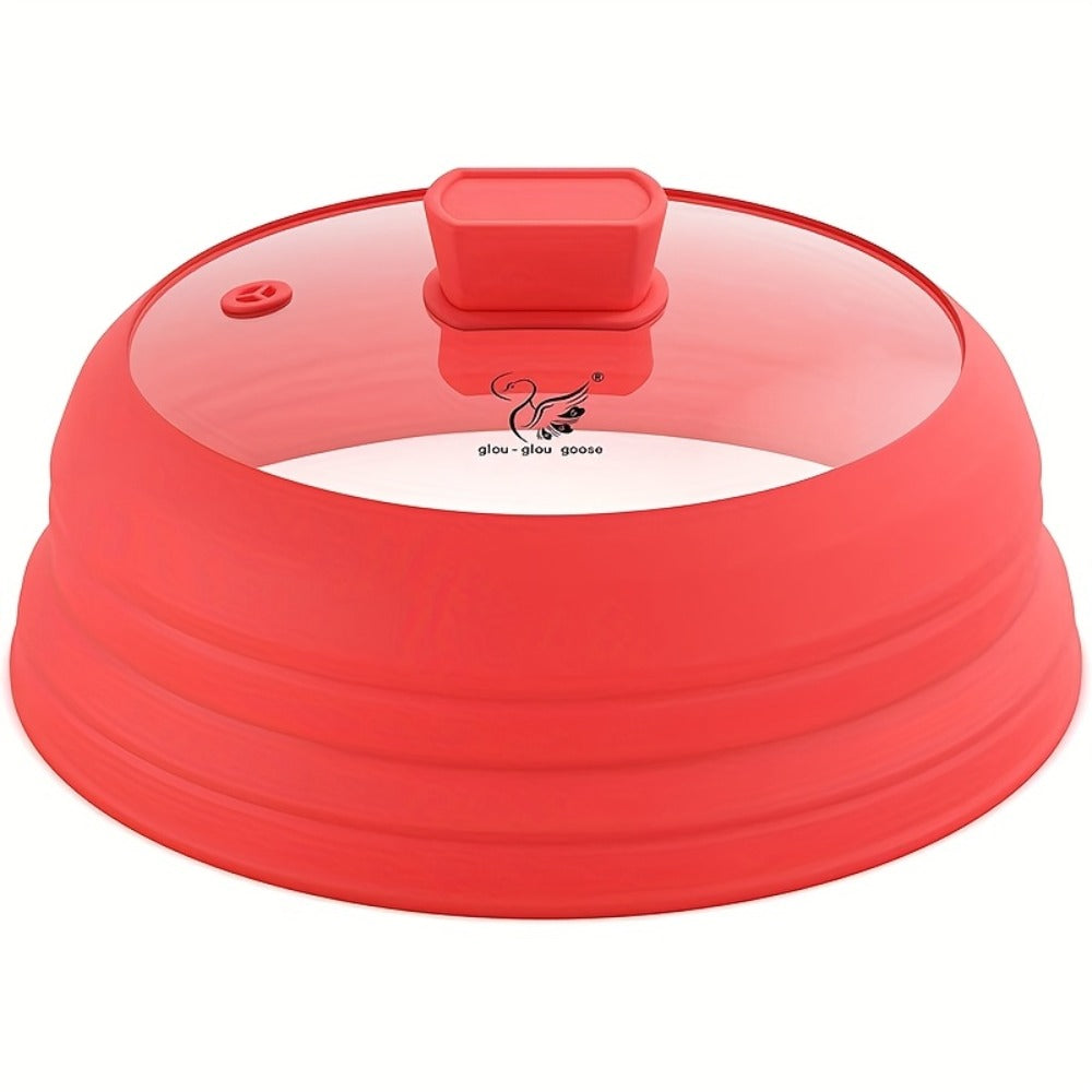 Collapsible Microwave Cover Splatter Guard with Silicone Handle - Foldable Food Cover Lid for Home Cooking, Dining and Outdoor Meals