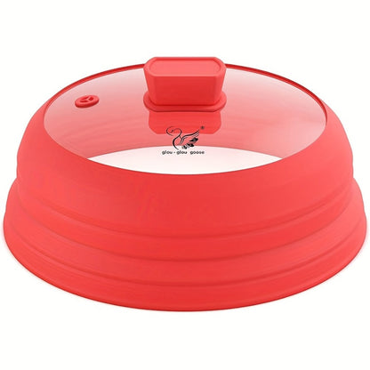 Collapsible Microwave Cover Splatter Guard with Silicone Handle - Foldable Food Cover Lid for Home Cooking, Dining and Outdoor Meals