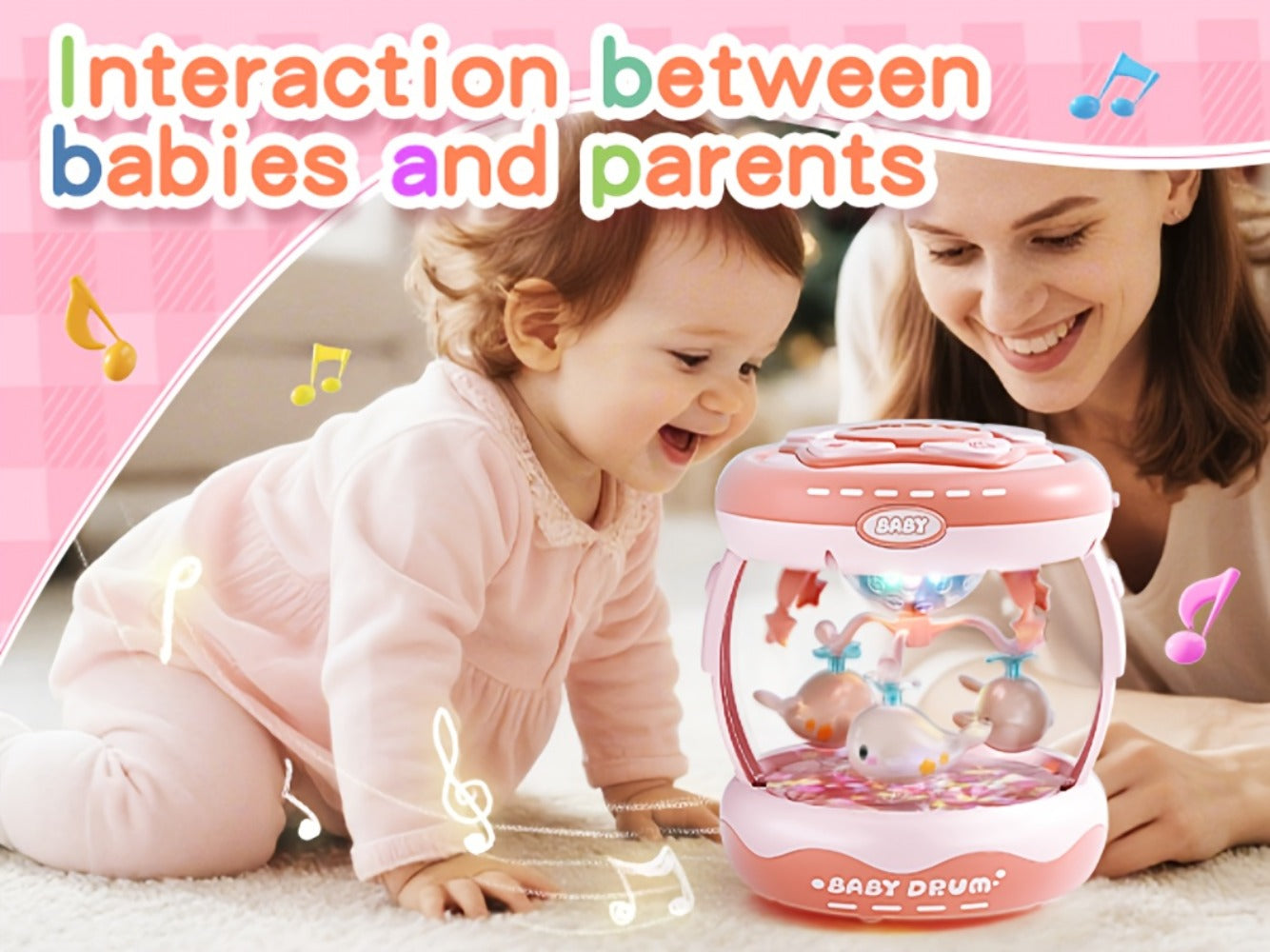 Baby Rotating Projector Music Toy 3 Months+, Interactive Animal Sounds & Lights, Multi-Functional Sensory Learning Toy for Infants