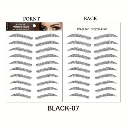 6D Eyebrow Tattoo Stickers Waterproof 8 Pcs for Women Girls, for Temporary Body Art, Festivals and Costumes