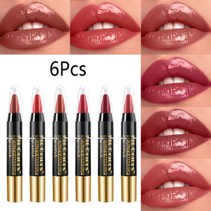 Glossy Crayon Lipstick Set 6 Pack Nourishing Lip Color, for Makeup, Travel and Everyday Vanity Use
