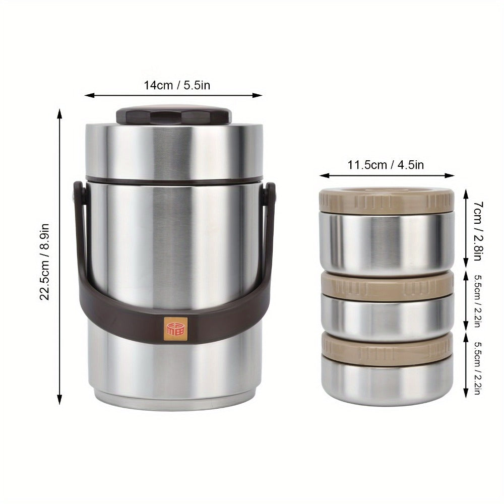 Food Storage Containers 67.63 oz Three-Layer 304 Stainless Steel Insulated Lunch Box with Wide-Mouth Opening