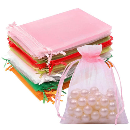 Organza Gift Bags 200pcs Drawstring Mesh Party Favor Bags Jewelry Pouches Wedding Christmas Candy Bags