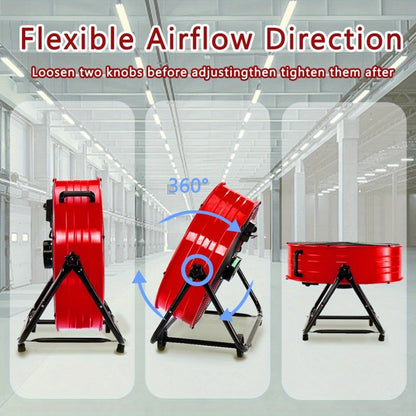 Industrial Floor Fan 24 Inch 9000 CFM Drum Fan 3-Speed 360 Degree Tilt with Casters for Entryways, Bedrooms and Living Spaces