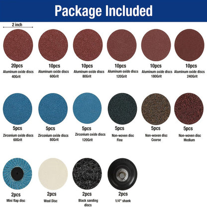 108pcs 2 Inch Sanding Discs Set with 1/4" Holder, Roloc Quick-Change Surface Conditioning Discs for Die Grinder