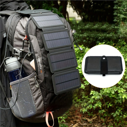 Portable Folding Solar Panel Charger with USB Port, 20% Monocrystalline Silicon Efficiency