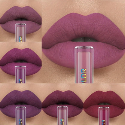 Matte Liquid Lipstick Set 6pcs Lip Glaze Non-Sticky Non-Drying Colorfast Velvet Finish, for Makeup, Travel and Everyday Vanity Use