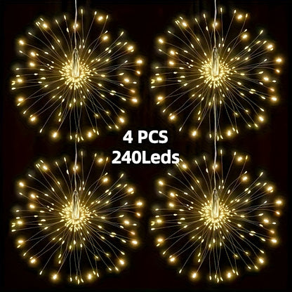 Solar Starburst Lantern Fairy Lights Outdoor 5 Pack 450 LED – Remote & Timer, 8 Modes, Adjustable Brightness