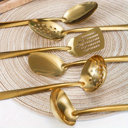6 Piece Korean Style Stainless Steel Kitchen Utensil Set Cooking Spoons Spatula Ladle for Home Cooking, Dining and Outdoor Meals