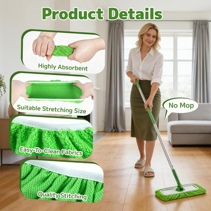 Microfiber Mop Pads 15-Pack Compatible with Swiffer Sweeper Reusable Washable Wet Dry Mopping Cloths Refill Pads for Hardwood Vinyl Tile