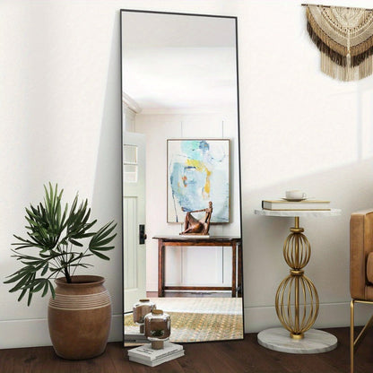 Full Length Mirror Floor Mirror with Stand, Aluminum Alloy Frame Full Body Mirror, Standing Hanging or Leaning Against Wall for Bedroom