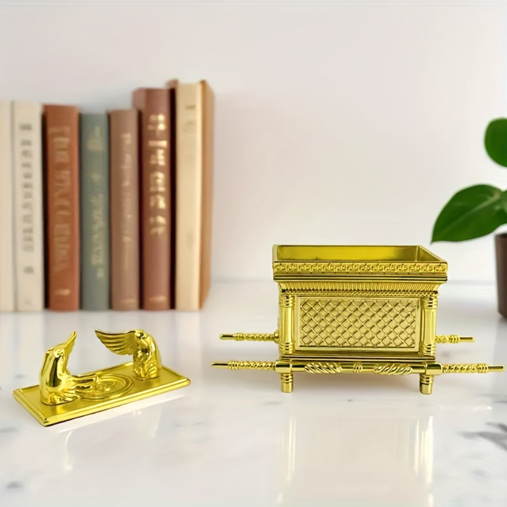 Ark of the Covenant Figurine – Golden Artisan Tabletop Statue, Spiritual Religious Decor for Home & Office, Hanukkah