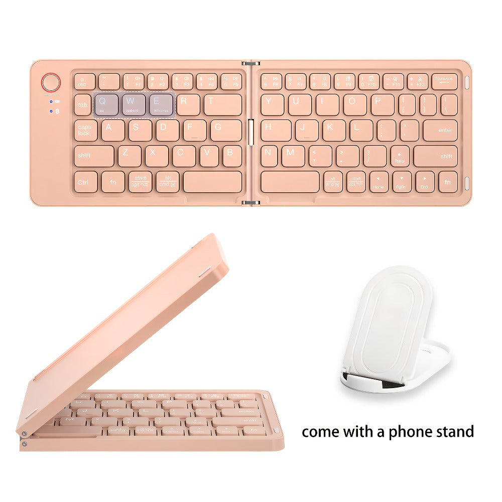 Double-Fold Pocket Bluetooth Keyboard Rechargeable Ultra- Travel Wireless Keyboard Compatible for an Everyday Personal Care Routine