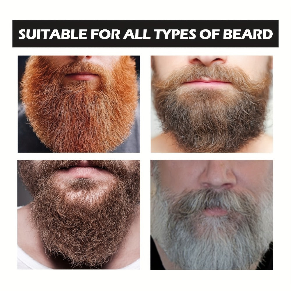 Men's Black Beard Dye 3-in-1 Hair & Beard Color Kit - Fast Blackening in 10-15 Minutes, Nourishing Skin-Safe Formula