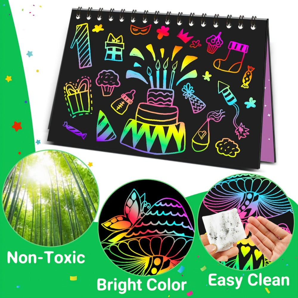 Scratch Art Notebooks 48 Pack Rainbow Scratch Paper Party Favors for Kids Birthday Gifts for Parties, Celebrations and Guest Favors
