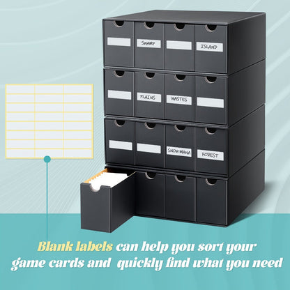 8000 Card Storage Box 4-Row Cardboard Organizer with Dividers & Label Stickers – Large Trading Card Box for TCG MTG Pokemon Sports Cards |