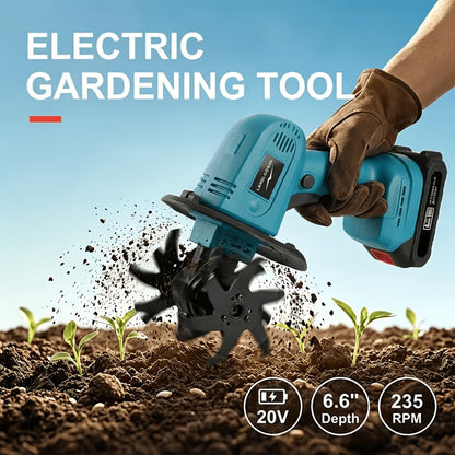 Cordless Electric Cultivator 20V Handheld Rotary Tiller, 9-Inch Width 6.6-Inch Depth, 1 or 2 Batteries & Charger