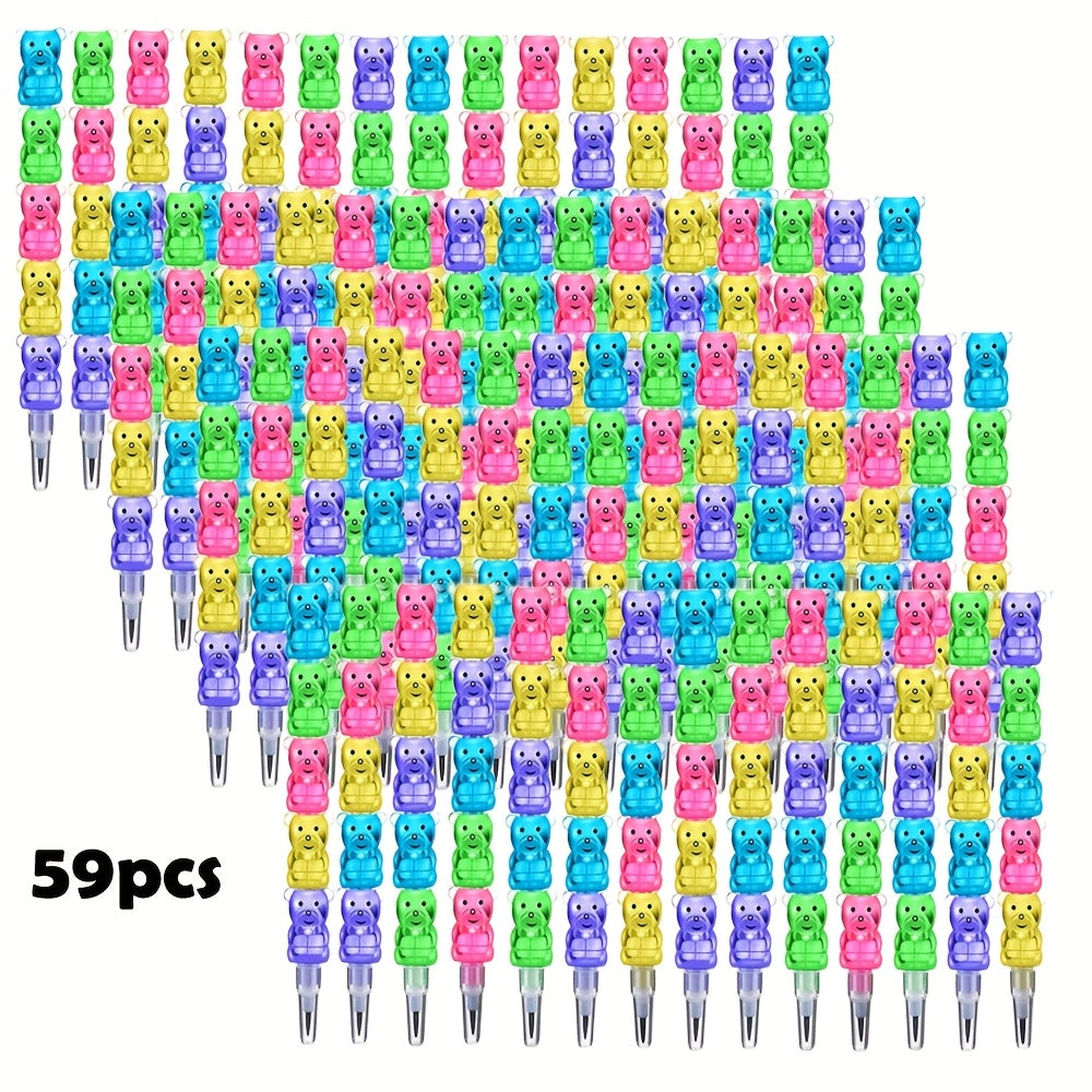 Bear Stackable Pencils 5-in-1 HB 59pcs No Sharpening Needed for Parties, Celebrations and Guest Favors