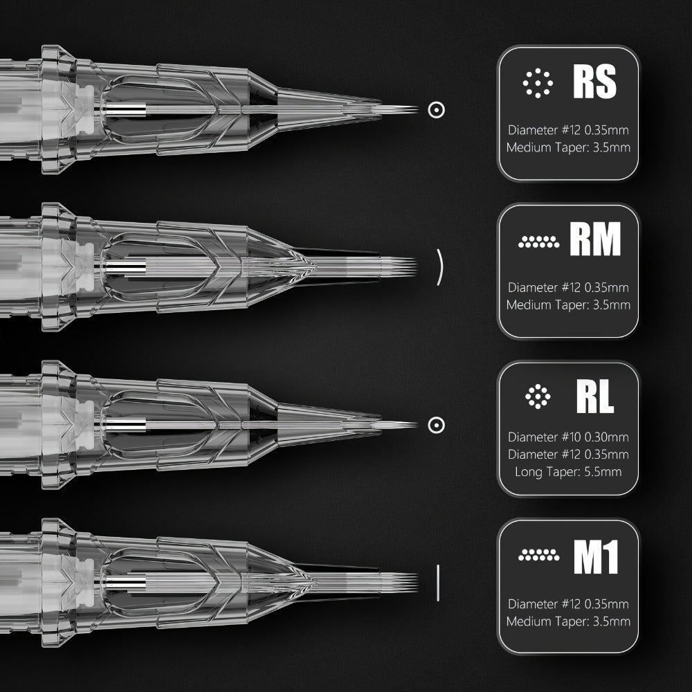 Tattoo Cartridge Needles with XNET X-RAY Label, 20-Piece RL RS or RM Code Combination Packs