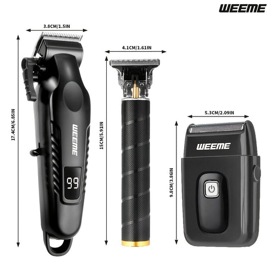 Men's Grooming Barber Haircut Set 2 & 3 Piece – Professional Hair Clipper USB Rechargeable T-Blade Trimmer Razor with 8 Limit Combs Complete