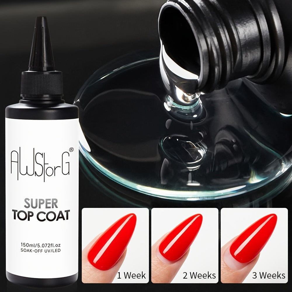 Gel Nail Polish Super-Glossy Top Coat in 15ml Soak-Off Formula with UV/LED Cure for Nail Art